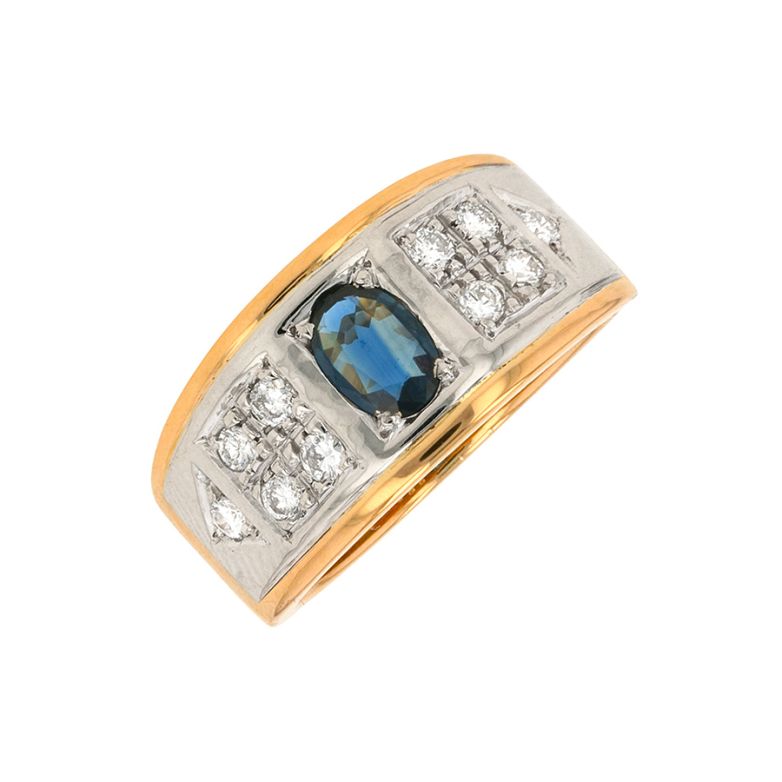 Bague saphir 0.31 carat et diamants 0.25 carat or jaune 5.86g Comme neuf -  reconditionné disponible sur Gemme Les Bijoux